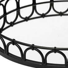 Matte Black Metal Half Circles And Mirrored Glass Round Tray 20