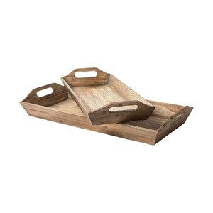 Natural Brown Wood With Grains And Knots Highlight Trays Set Of 2