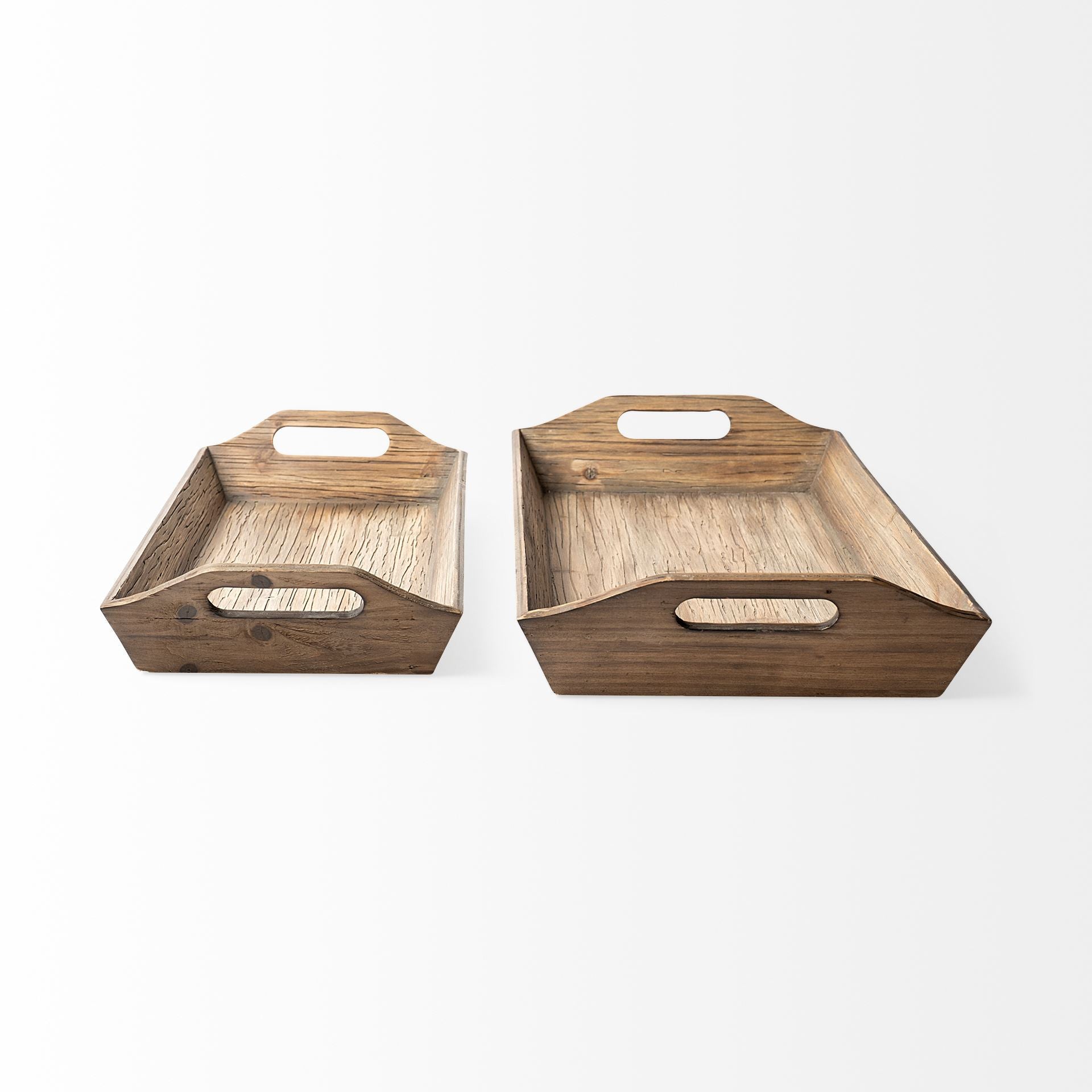 Natural Brown Wood With Grains And Knots Highlight Trays Set Of 2