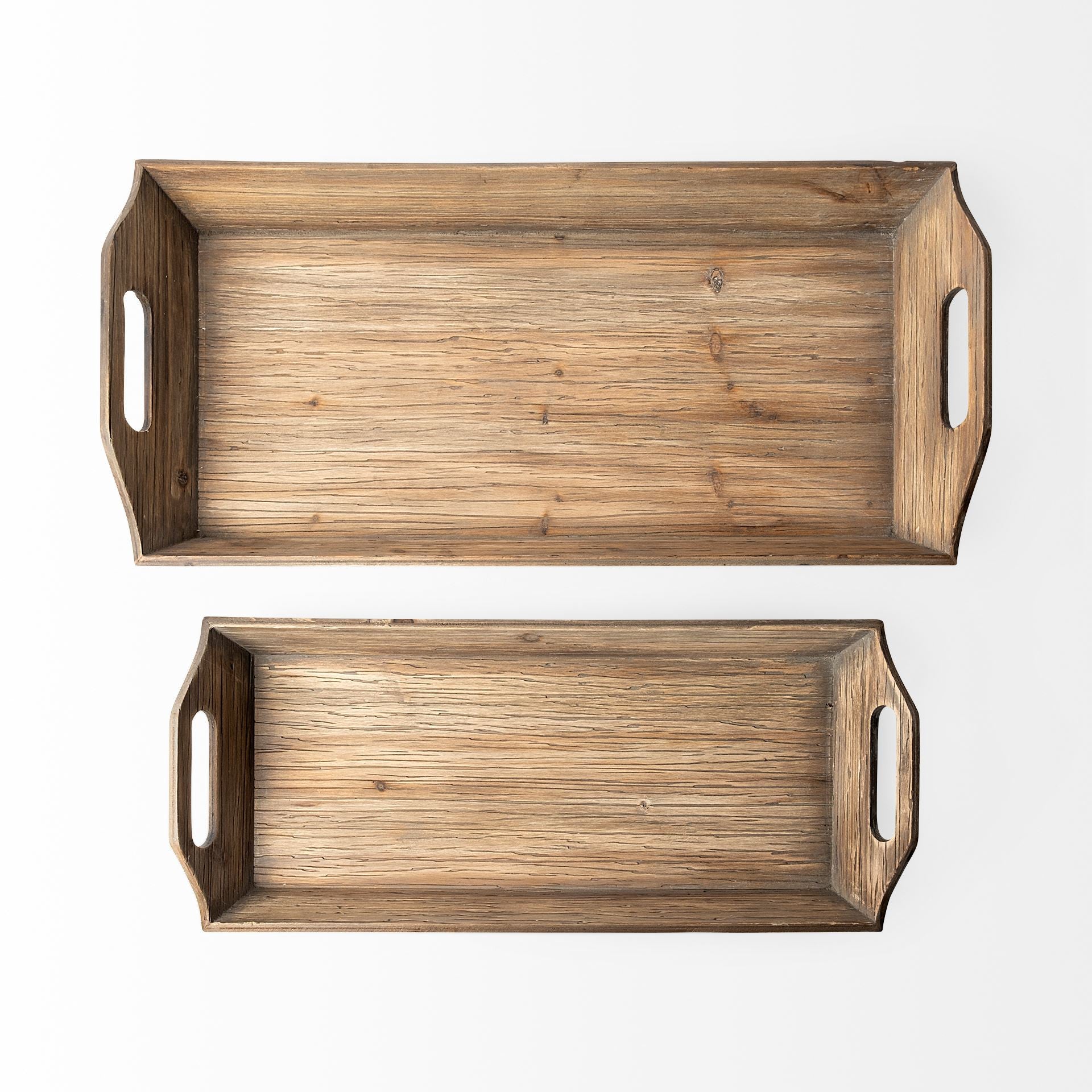 Natural Brown Wood With Grains And Knots Highlight Trays Set Of 2