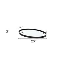 Matte Black Metal With Two Handle Both Sides And Mirrored Glass Bottom Tray