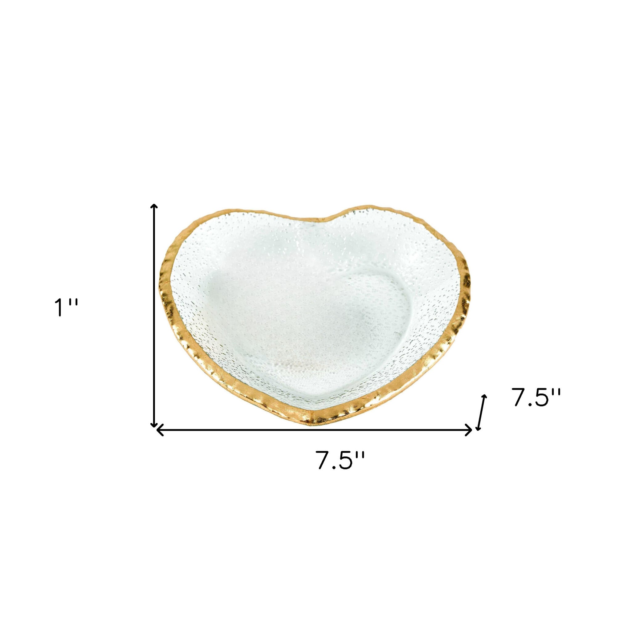8 Mouth Blown Heart Edge Gold Leaf Plate