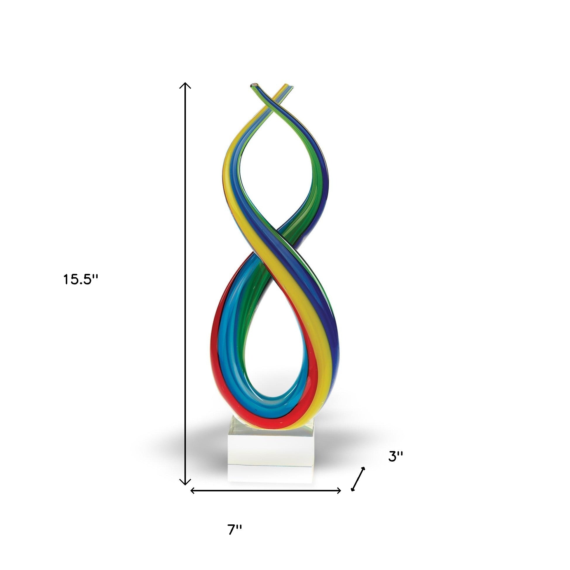 14 Mouth Blown Art Glass Rainbow Centerpiece On Base