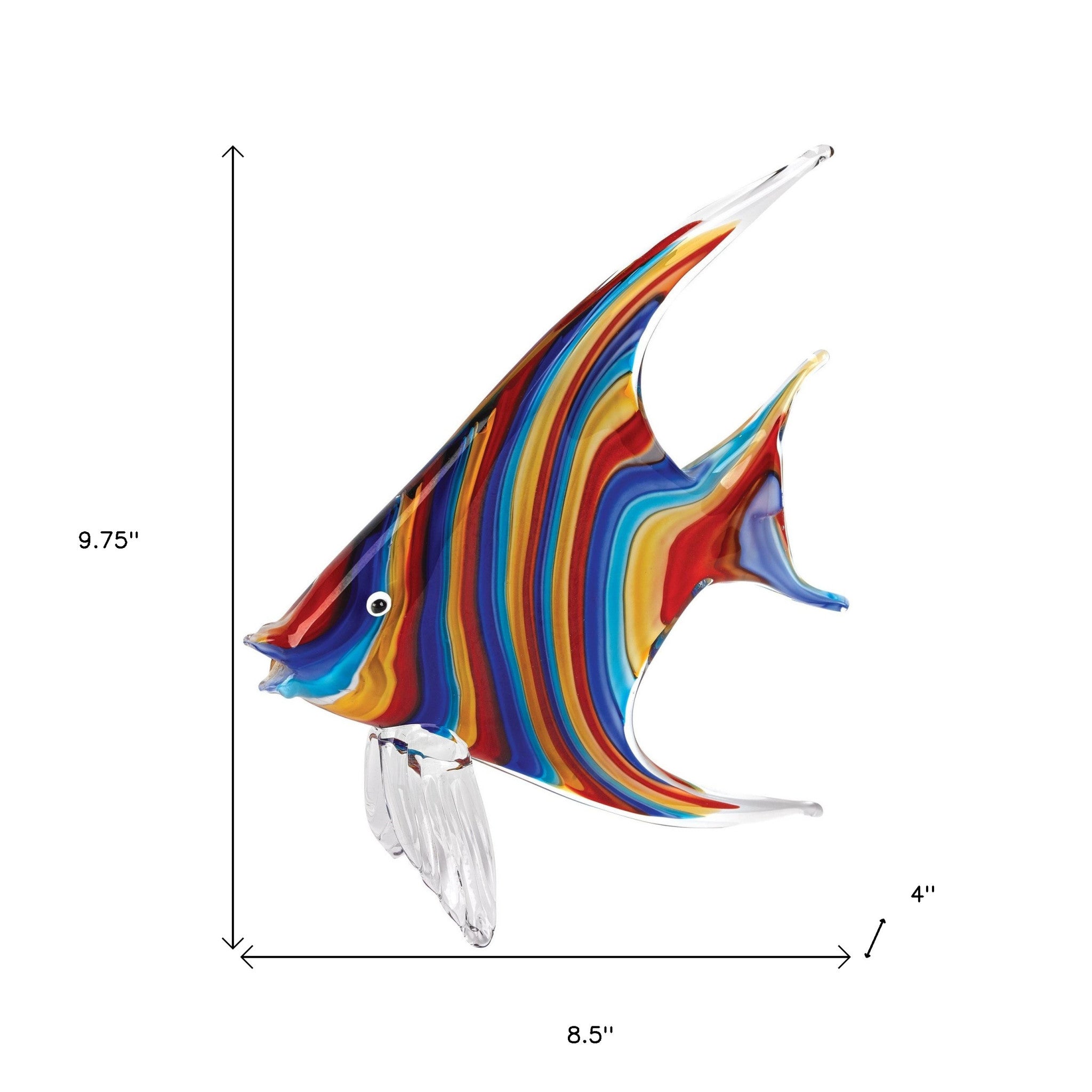 8 Mouth Blown Rainbow Tropical Fish Art Glass