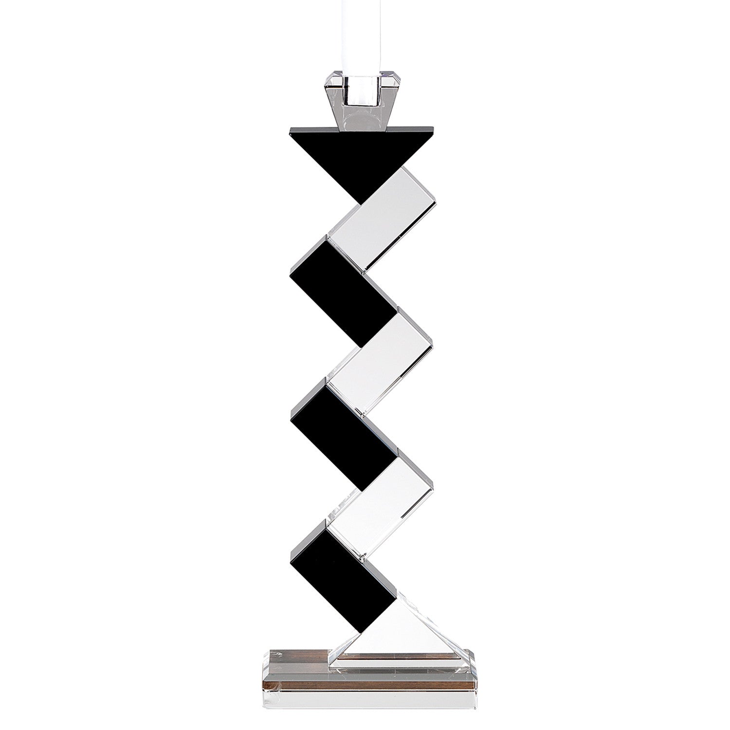 14 Hand Crafted Crystal Pair Of Black Accent Candlesticks