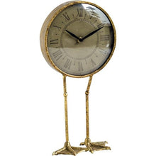 Antiqued Brass Metal Desk  Table Clock With Duck Leg Holder
