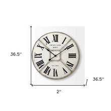 Round Industrial Style Wall Clock With Rustic White Toned Face 36.5