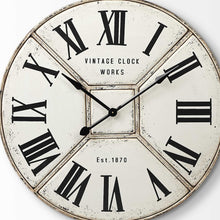 Round Industrial Style Wall Clock With Rustic White Toned Face 36.5