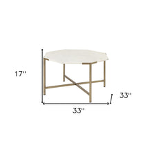 Hexagon White Marble Top And Gold Metal Base Coffee Table