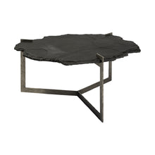 Irregular Live-Edge Slat Flat Iron Base Coffee Table Top