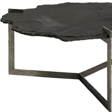 Irregular Live-Edge Slat Flat Iron Base Coffee Table Top
