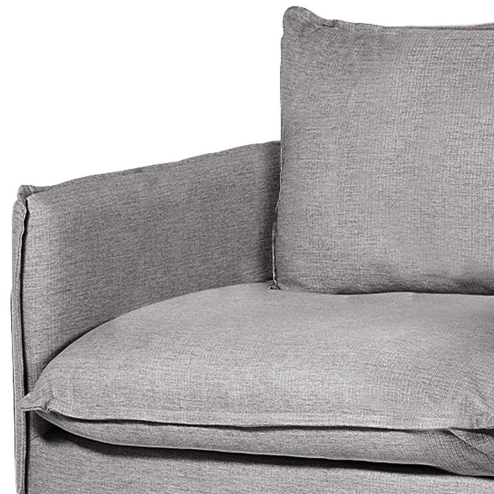 Gray Upholstered Fabric Seating Wide Accent Chair With Solid Wooden Frame And Lumbar Pillow