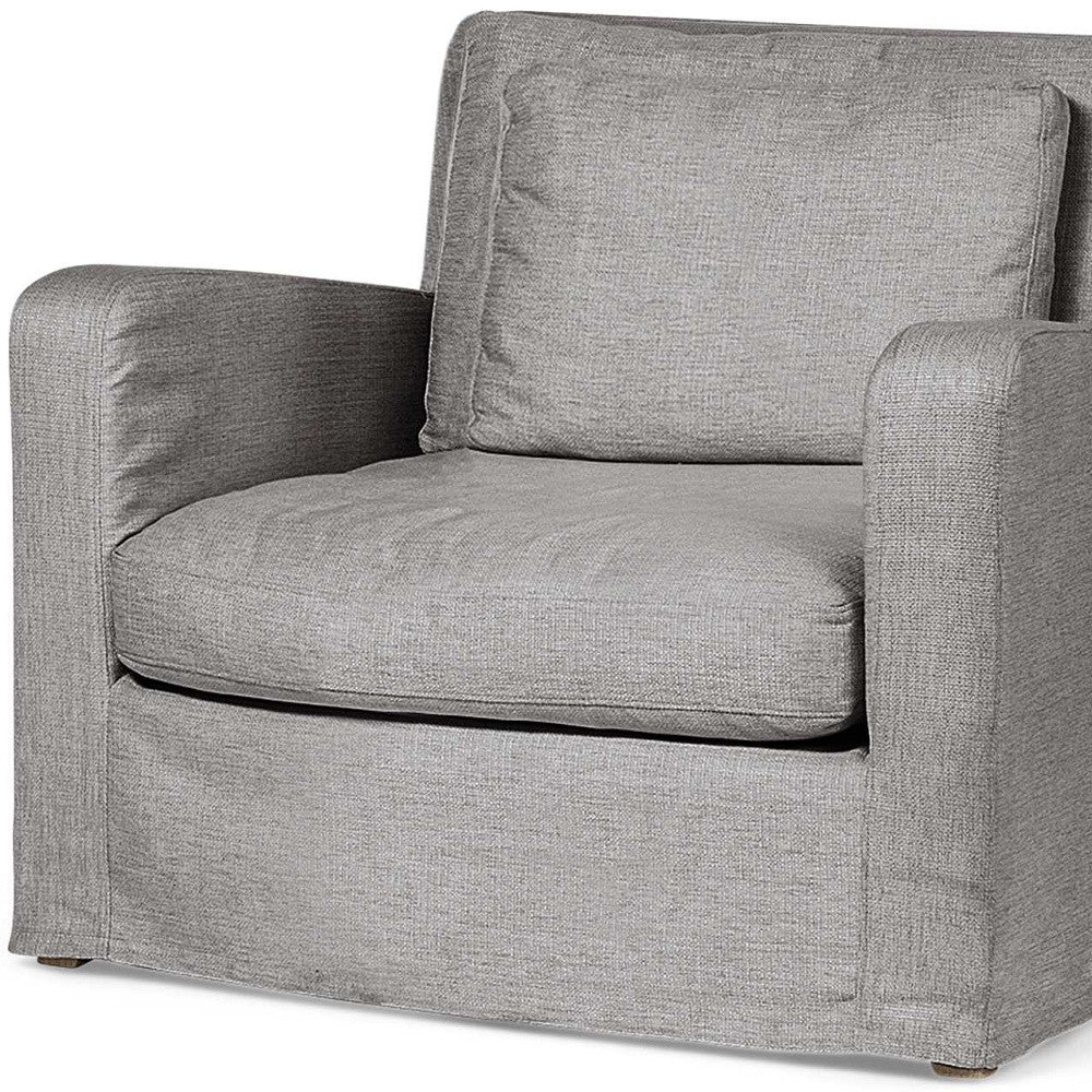 Flint Gray Slipcover Upholstered Fabric Seating  Wide Accent Chair With Wooden Frame And Legs