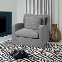 Castlerock Gray Slipcover Upholstered  Fabric Seating  Wide Accent Chair With Wooden Frame And Legs