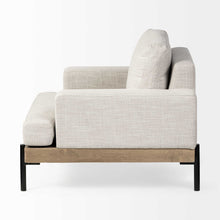 Cream Fabric Wrap Seating  Wide Accent Chair With Wood And Iron Frame