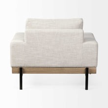 Cream Fabric Wrap Seating  Wide Accent Chair With Wood And Iron Frame