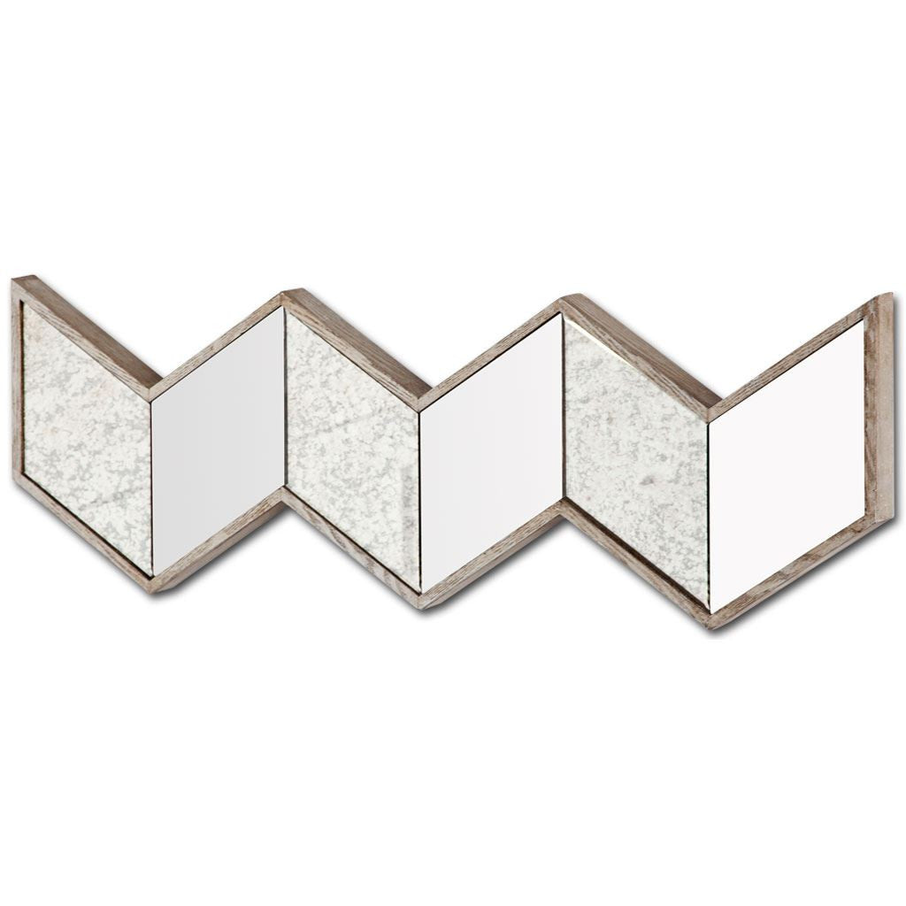 Natural Wood Frame Chevron Wall Mirror