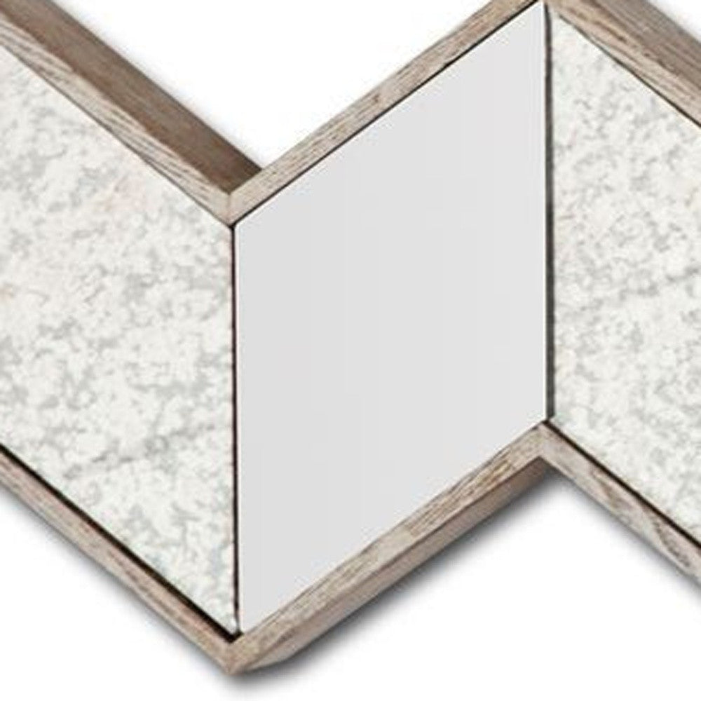 Natural Wood Frame Chevron Wall Mirror