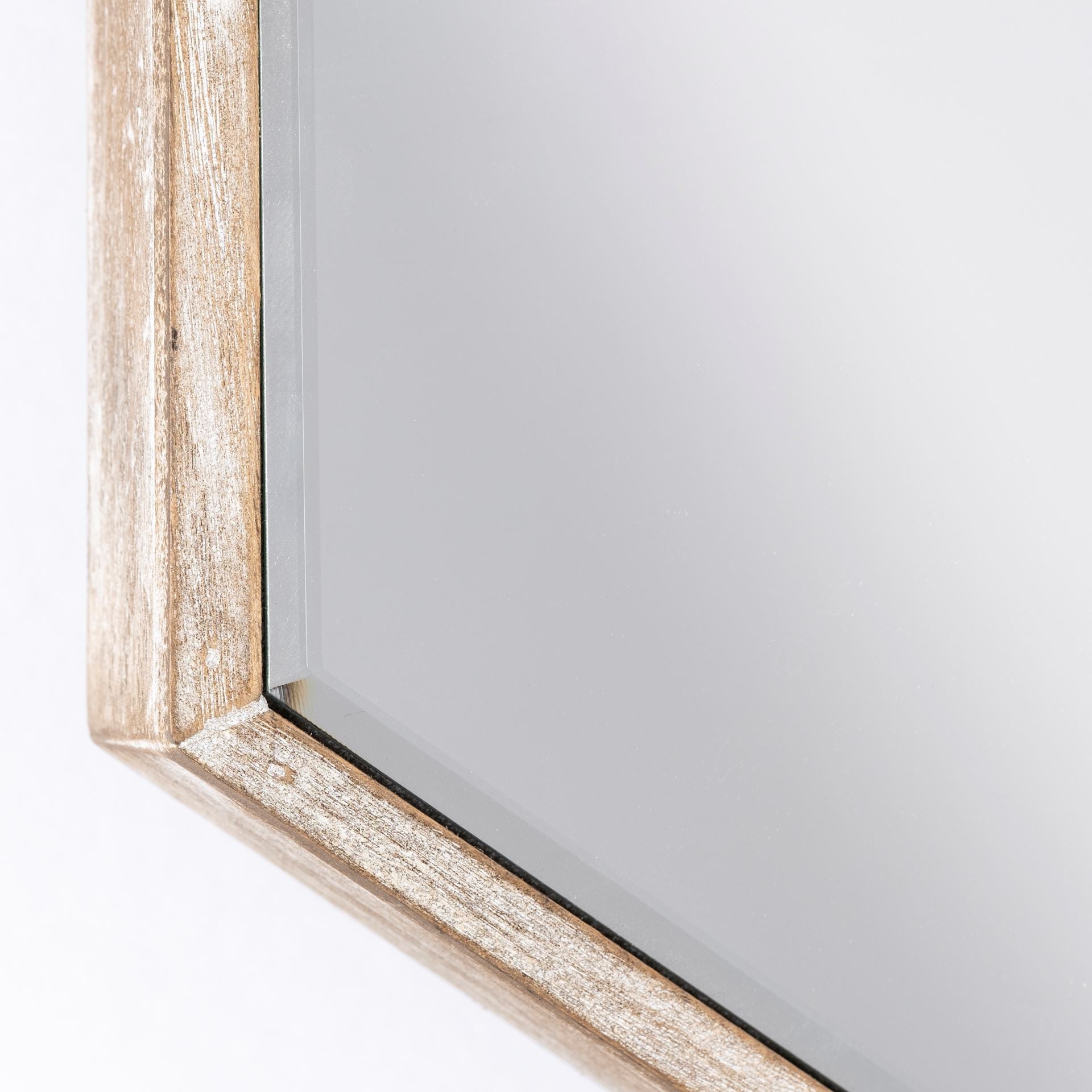 V Shaped Wooden Frame Wall Mirror W Clear Glass