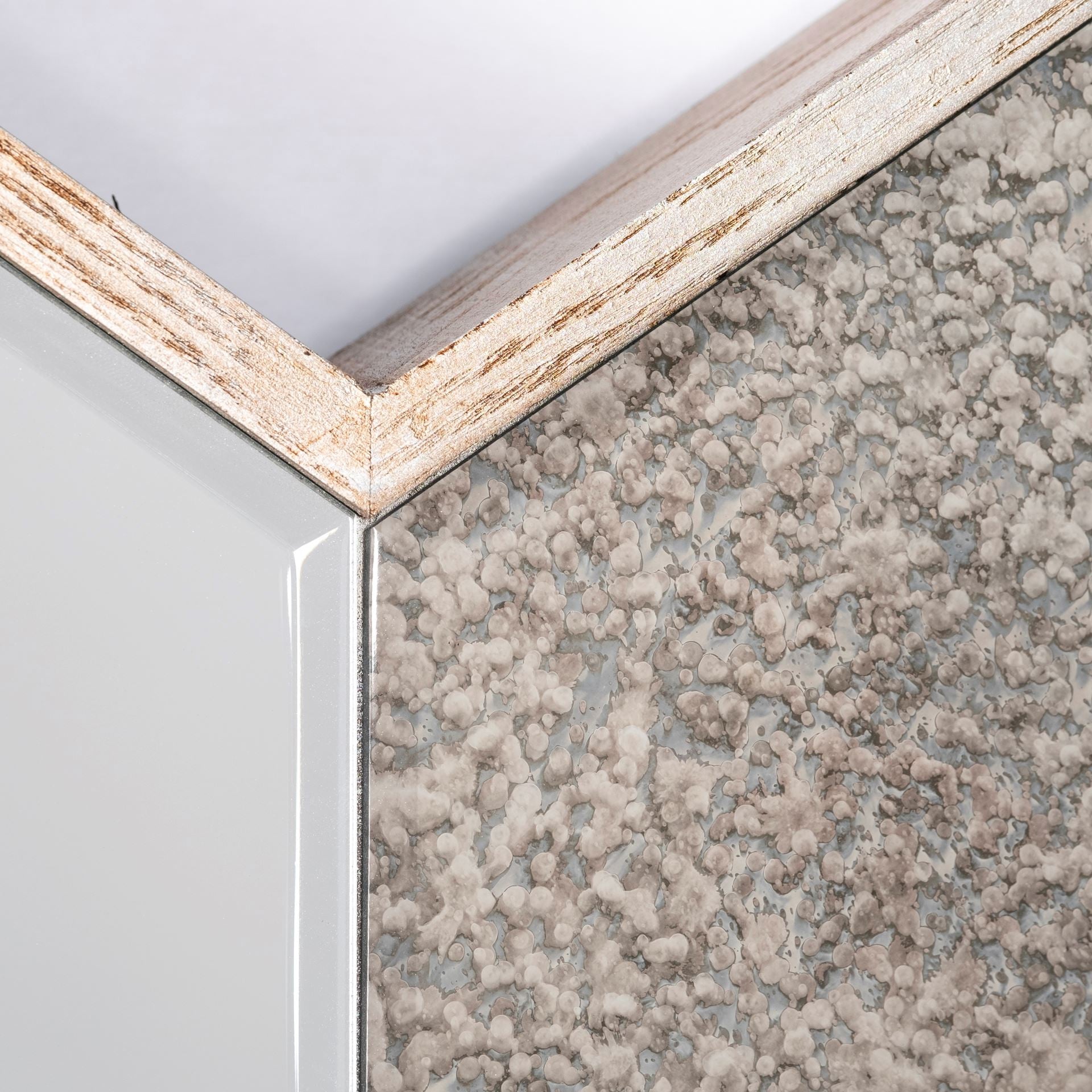 V Shaped Wooden Frame Wall Mirror W Clear Glass