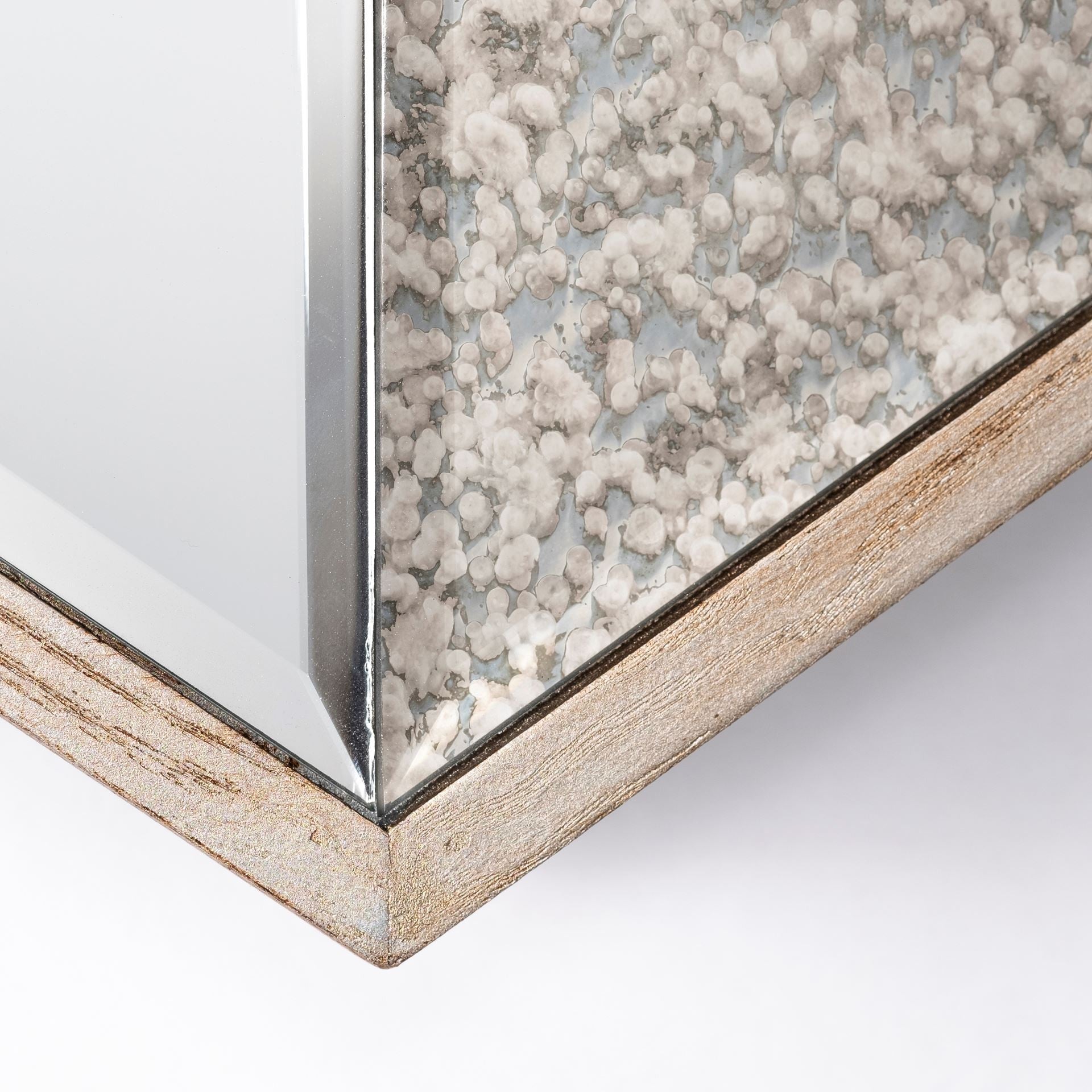 V Shaped Wooden Frame Wall Mirror W Clear Glass