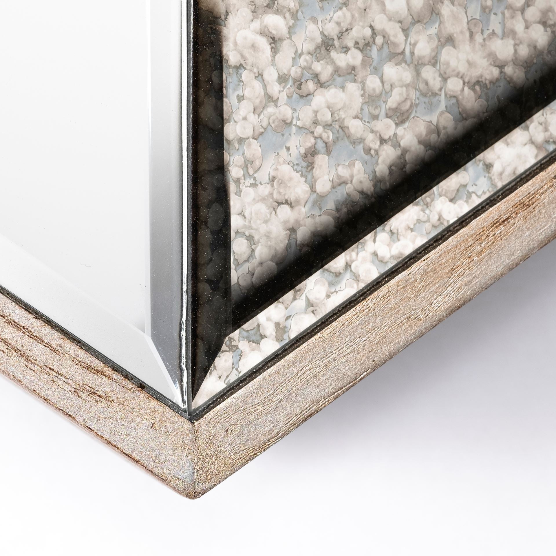 V Shaped Wooden Frame Wall Mirror W Clear Glass