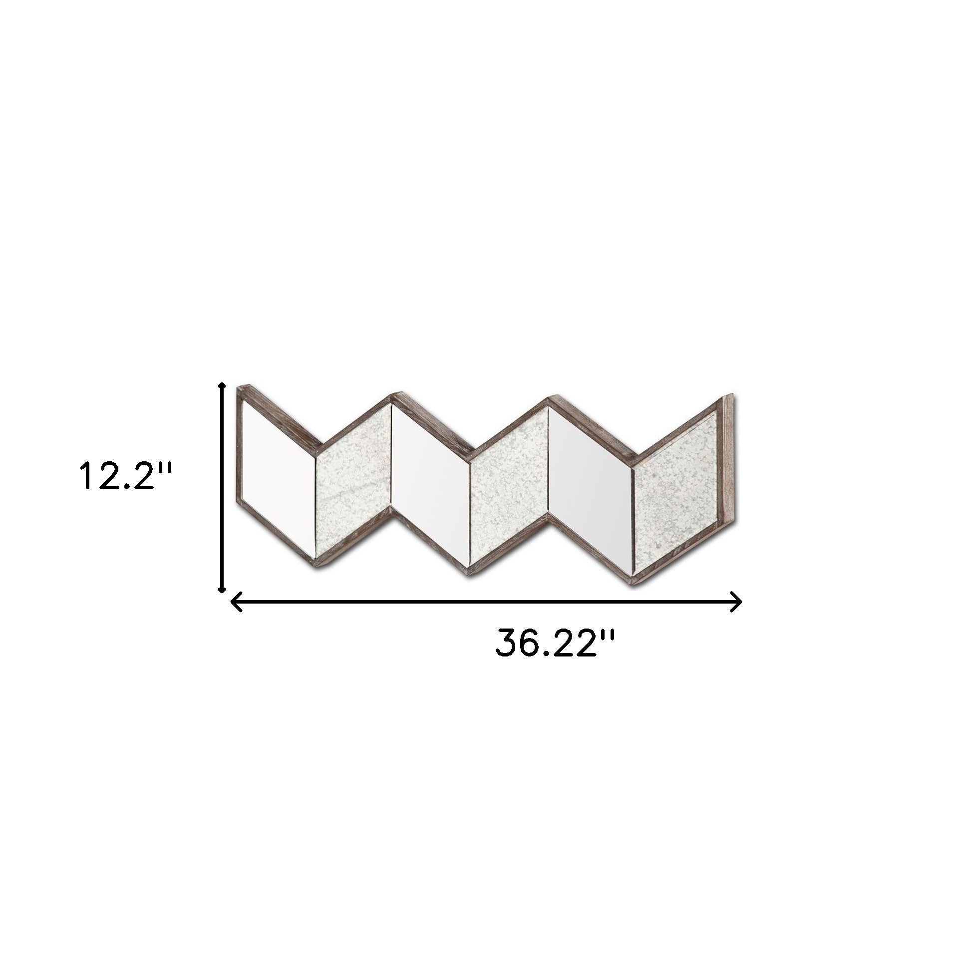V Shaped Wooden Frame Wall Mirror W Clear Glass