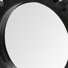 Black Cog Round Metal Frame Wall Mirror 26