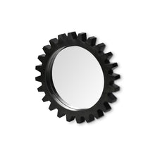 Black Cog Round Metal Frame Wall Mirror 26