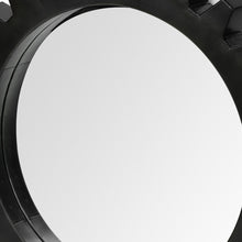 Black Cog Round Metal Frame Wall Mirror 26