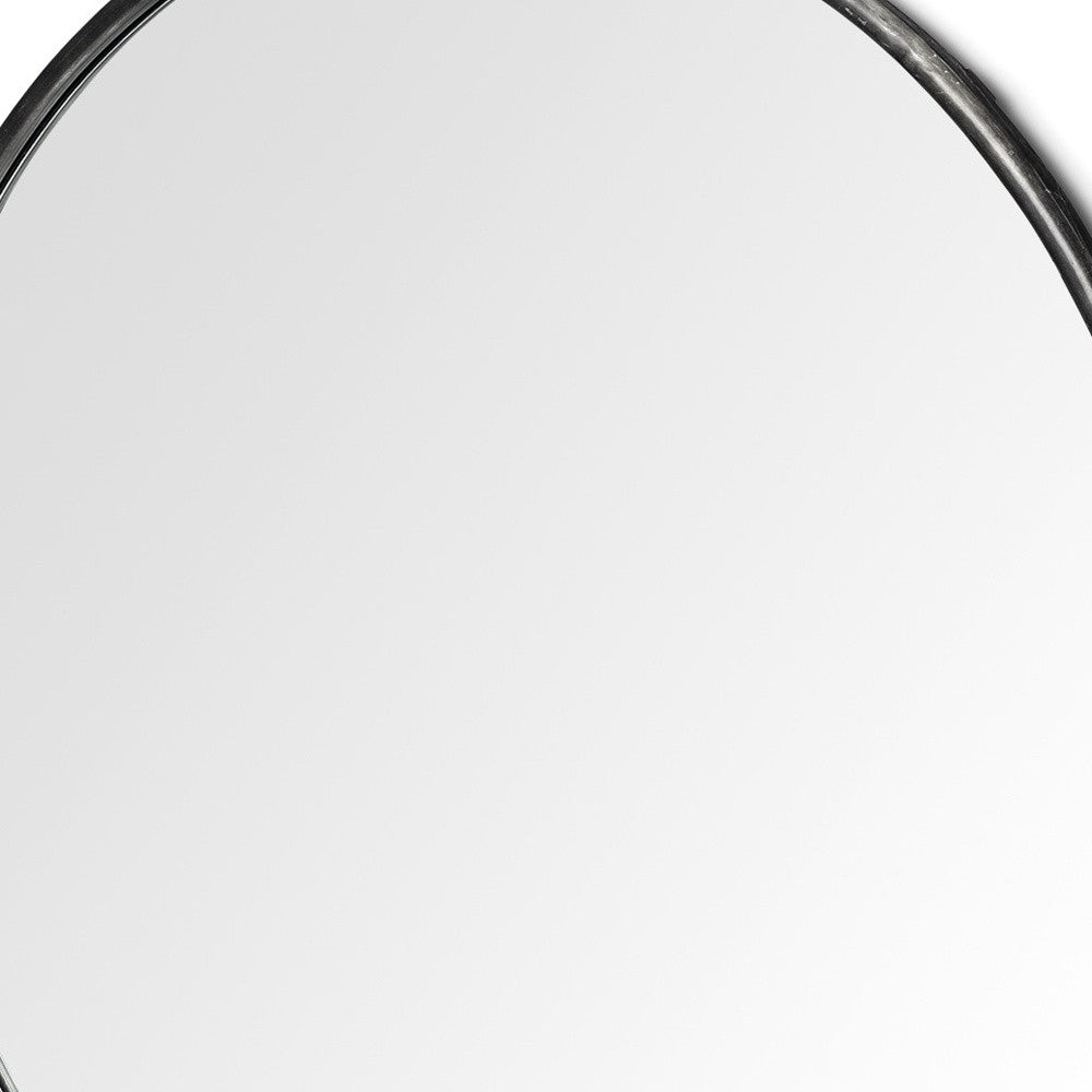 47" Round Black Metal Frame Wall Mirror