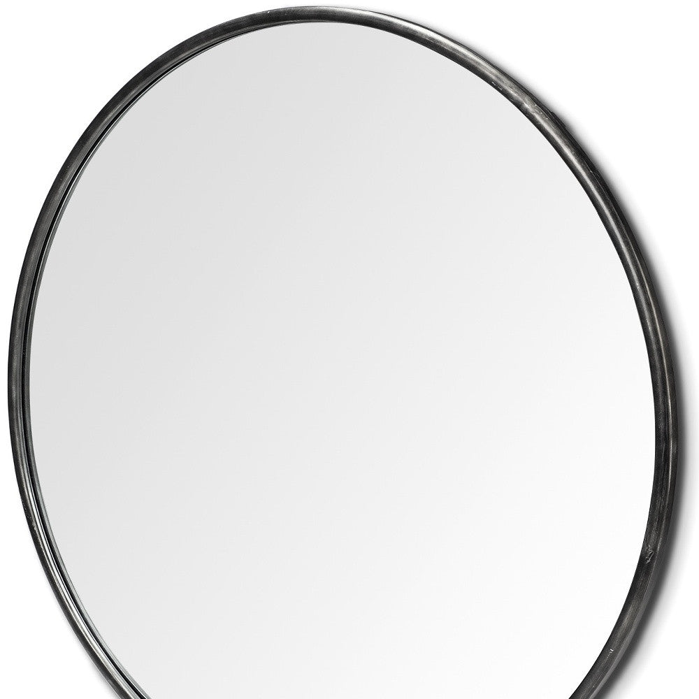 47" Round Black Metal Frame Wall Mirror
