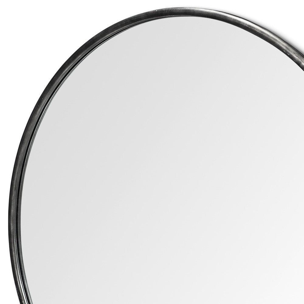 47" Round Black Metal Frame Wall Mirror