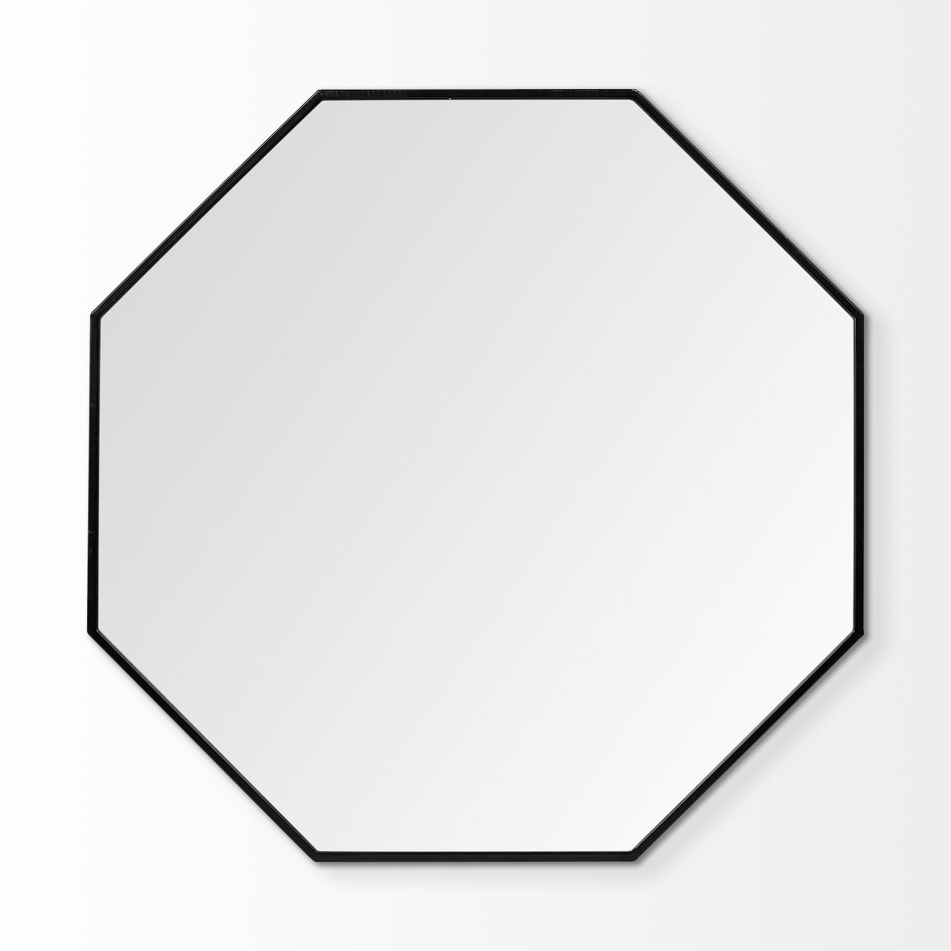 Espejo de pared Octogon con marco de metal negro de 37"