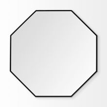 Espejo de pared Octogon con marco de metal negro de 37