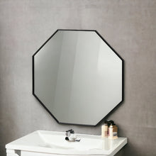 Espejo de pared Octogon con marco de metal negro de 37