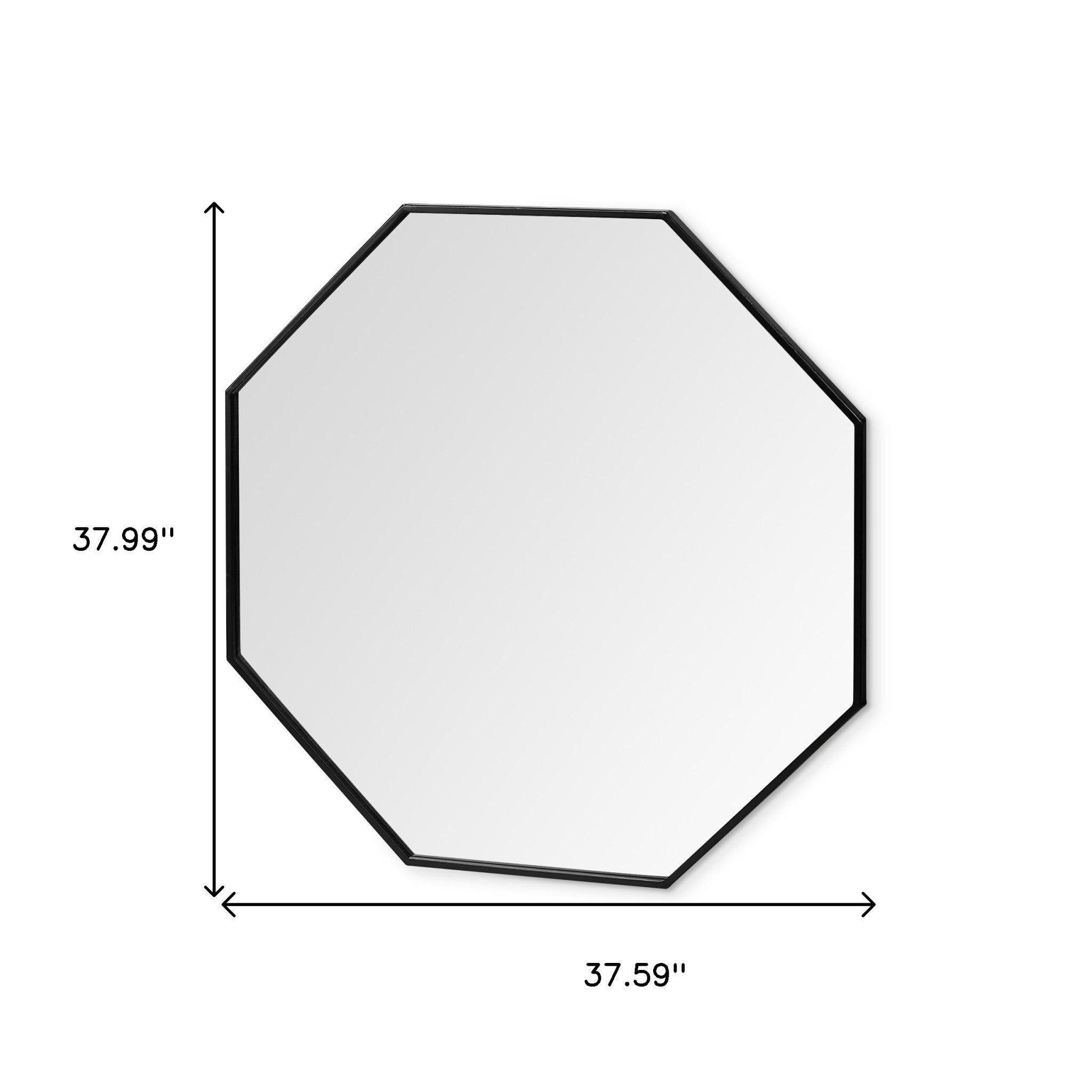 Espejo de pared Octogon con marco de metal negro de 37"