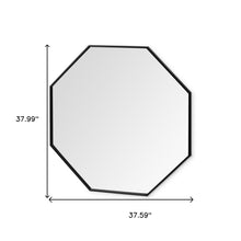 Espejo de pared Octogon con marco de metal negro de 37