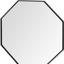 Espejo de pared Octogon con marco de metal negro de 37