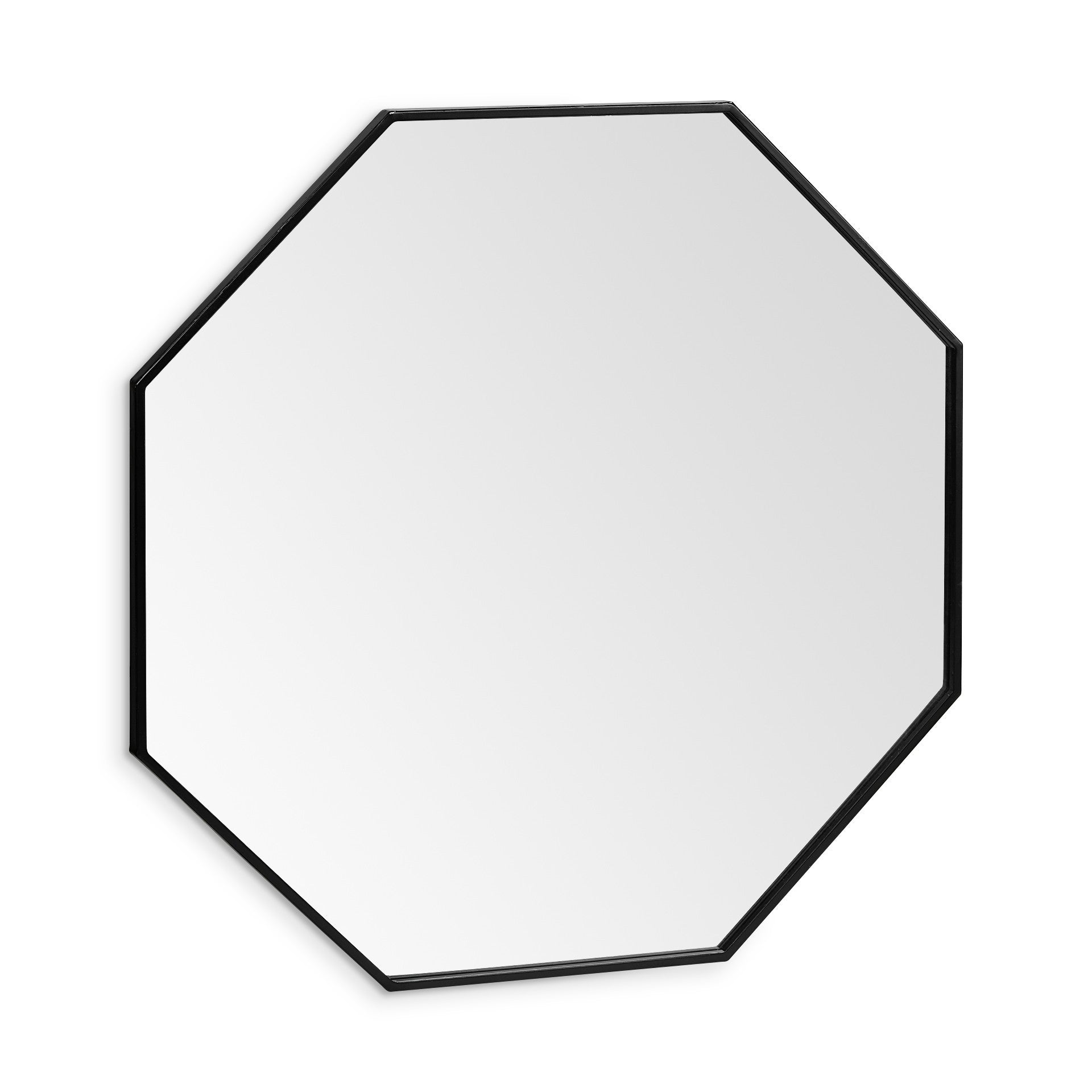 Espejo de pared Octogon con marco de metal negro de 37"