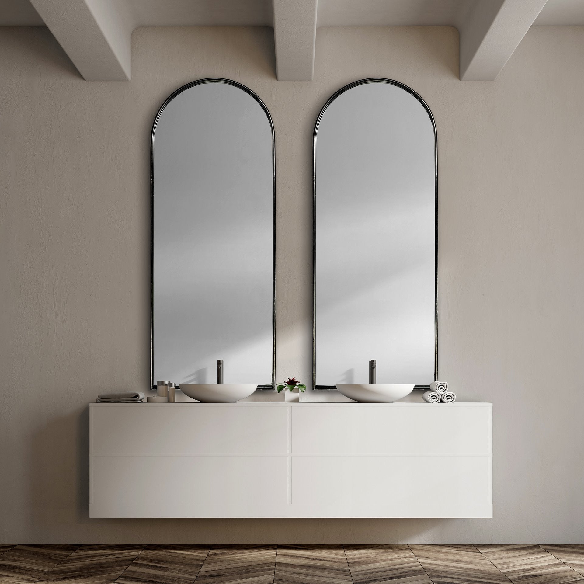 Arch Black Metal Frame Wall Mirror