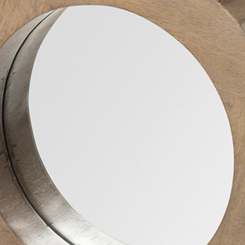 Cog 17" Round Walnut Finish Frame Wall Mirror