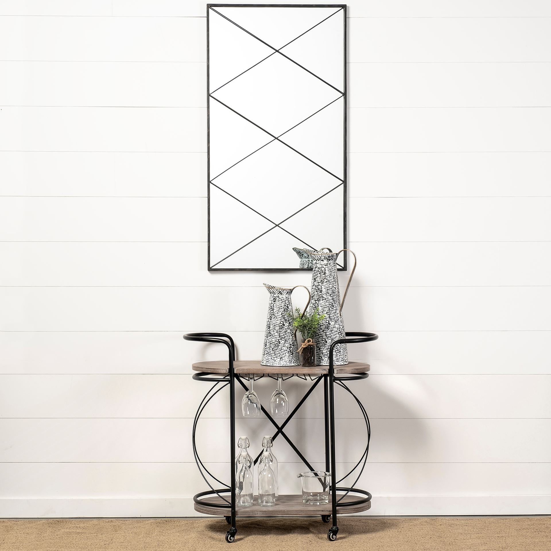 Rectangular Black Metal Frame Wall Mirror