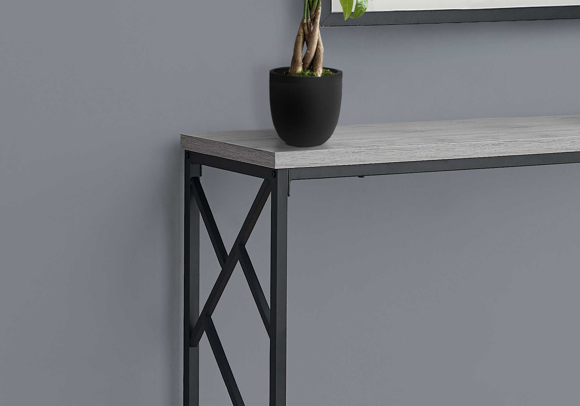 44" Rectangular Greywithblack Metal Hall Console Accent Table