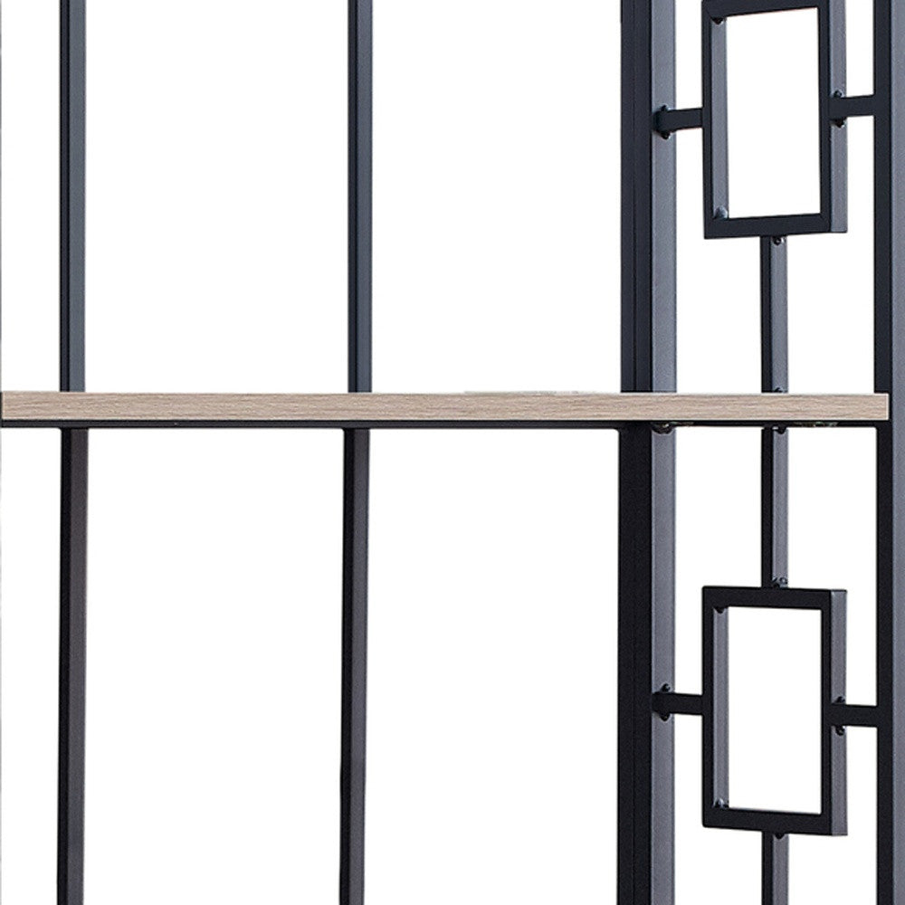 62" 4 Tier Bookcase Dark Taupewithblack Metal Etagere