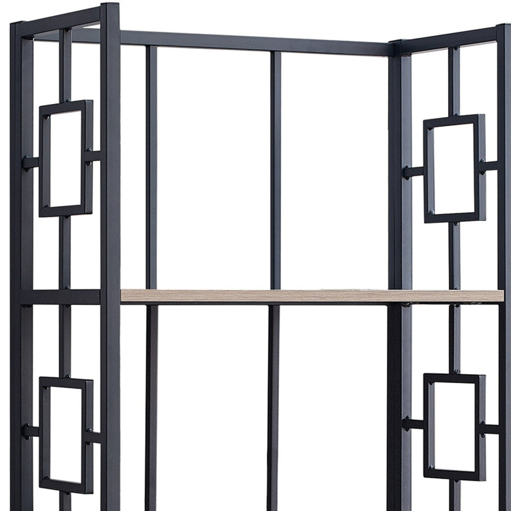 62" 4 Tier Bookcase Dark Taupewithblack Metal Etagere