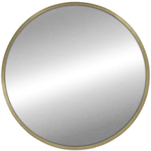 Espejo de pared redondo con acabado dorado mate