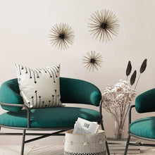 Set Of 3 Starburst Black And Gold Metal Wall Art