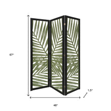 3 Panel Green Room Divider With Tropical Leaf