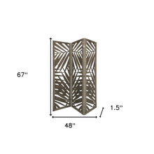 3 Panel Grey Room Divider With Tropical Leaf